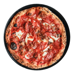 The Marci-Roni pizza has pepperoni, fresh mozzarella & basil.