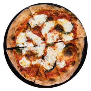 The Marciano pizza has fresh mozzarella, extra virgin & basil.