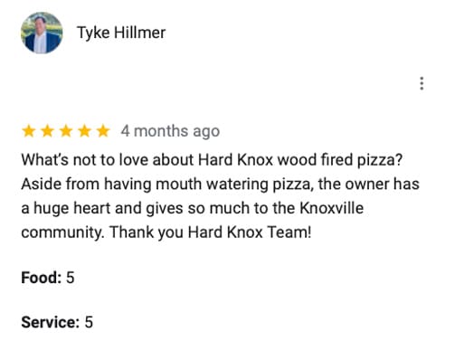 Tyke Hillmer Hard Knox Pizza Review 5 Stars